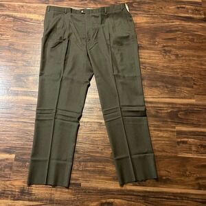 World Class Traveler Men's 52 Big Worsted Wool Pleated Dress Pants Brown USA